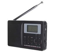 CS-106 Radio Portable, Radio Pleine Bande Mini Récepteur FM/AM/SW/MW, Fonctionne avec 2 Piles AA, avec Écouteurs Horloge Numérique, pour Personnes Âgées et Maison