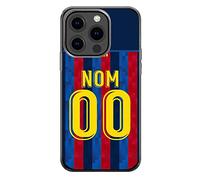 CS Coque Football Barcelone pour iPhone 13 Pro Maillot Domicile du Barça Saison 2022 2023 à Personnaliser avec Nom et Numéro