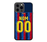 CS Coque Football Barcelone pour iPhone 13 Pro Max Maillot Domicile du Barça Saison 2022 2023 à Personnaliser avec Nom et Numéro