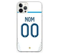 CS Coque Football Marseille Personnalisable iPhone 13 Pro en Silicone. Maillot Domicile Saison 24 25. Ajoute Ton nom ou celui d'un Joueur et Le numéro de Ton Choix
