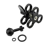CS PRIORITY Bras de lampe boule de plongée de 2,5 cm triple papillon clip clip support adaptateur à vis 6,35 mm pour caméra d'action accessoires de photographie (noir)