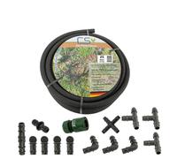 CS Tuyau perlé 25 m sans pression avec kit de démarrage - Tuyau d'arrosage écologique pour citerne de pluie et eau de pluie - Tuyau d'arrosage durable et économe en eau pour jardin, parterre et haie