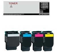 CS317 / CX317 / CS417 / CX417 Lot de 4 cartouches d'encre compatibles avec Lexmark 71B20K0 71B20C0 71B20M0 71B20Y0