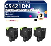 CS421DN Cartouche de Toner pour Lexmark CS421dn CS521dn CS622de CX421adn CX522ade CX622de CX625adhe CX625ade Imprimantes, pour Écoles, Hôpitaux et Banques, 8500 Pages,Black-3 Pack