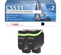 CS531 75M0H10 75M0H20 75M0H30 75M0H40 Cartouche de Toner Compatible pour Lexmark CS531dw CX532adwe Imprimantes, Haute Capacité 15800 Pages, Impression Haute Définition,Black-2 Pack