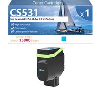 CS531 75M0H10 75M0H20 75M0H30 75M0H40 Cartouche de Toner Haute Capacité Compatible pour Lexmark CS531dw CX532adwe Impressions, Nettes et Précises,Cyan-1 Pack
