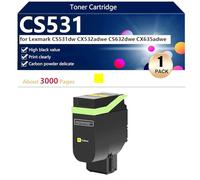 CS531 Cartouche de Toner Compatible pour Lexmark CS531dw CX532adwe CS632dwe CX635adwe Imprimantes, Haut Rendement 3000 Pages, Impression Nette,Yellow-1 Pack