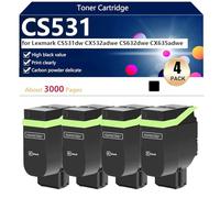 CS531 Cartouche de Toner Compatible pour Lexmark CS531dw CX532adwe CS632dwe CX635adwe Imprimantes, Haut Rendement 3000 Pages, Impression Nette,Black-4 Pack