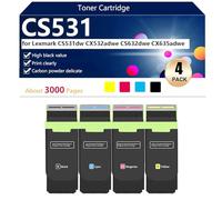 CS531 Cartouche de Toner Compatible pour Lexmark CS531dw CX532adwe CS632dwe CX635adwe Imprimantes, Haut Rendement 3000 Pages, Impression Nette,BCMY-1 Pack