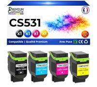 CS531 Pack 4 Toners Multicolores compatibles pour Lexmark 3000 Pages Noir