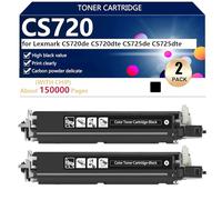 CS720de Unité de Développement à Très Haut Rendement Compatible pour Lexmark CS720de CS720dte CS725de CS725dte Imprimantes, Nettes et Précises,Black-2 Pack