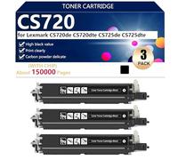 CS720de Unité de Développement à Très Haut Rendement Compatible pour Lexmark CS720de CS720dte CS725de CS725dte Imprimantes, Nettes et Précises,Black-3 Pack