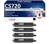 CS720de Unité de Développement à Très Haut Rendement Compatible pour Lexmark CS720de CS720dte CS725de CS725dte Imprimantes, Nettes et Précises,Black-4 Pack