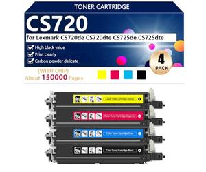 CS720de Unité de Développement de Remplacement Compatible pour Lexmark CS720de CS720dte CS725de CS725dte Imprimante, Haute Capacité 150000 Pages, Installation Facile,BCMY-1 Set