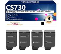 CS730 Cartouche de Toner Compatible pour Lexmark CS730de CS735de CX730de CX735adse C4342 C4352 Imprimantes, 5000 Pages,Black -4 Pack