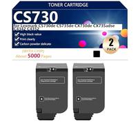 CS730 Cartouche de Toner de Remplacement Compatible avec Lexmark CS730de CS735de CX730de CX735adse C4342 C4352 Imprimantes, Haute Capacité 5000 Pages, Installation Facile,Black-2 Pack