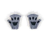 Csafyrt 1 paire gants de patte de chat Halloween Cosplay Half Finger Fox Gtes Therian Gants Furry Mignon Glants de patte sans doigts brodés pour les étapes de la mascarade