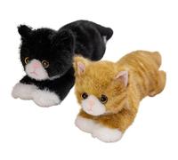 Csafyrt 2 pièces Chat en Peluche noël Doux Moelleux réaliste Chat en Peluche câlin Copain Jouets pour Enfant Fille garçon Cadeaux d