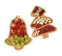 Csafyrt 2 pièces planche de charcuterie de noël arbre noël et cloche plateau service en bois fournitures décoration table pour la fê