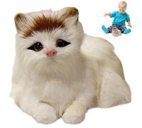 Csafyrt Cat réaliste 6x4x4 Pouces artificiels Mignons Mensonge en Peluche détaillée éducative Faux Chaton Statique de Chaton de pour la Maison, hôtel, Photographie, Blanc