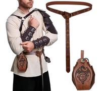 Csafyrt Ceinture médiévale 2 pièces/ensemble ceinture Renaissance en cuir réglable avec pochette accessoires médiévaux Vintage pour H