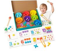 Csafyrt Compter Les Jouets pour Les Tout-Petits 1-3, Les Jouets Montessori d'apprentissage numérique avec des Perles, des Baguettes et des cuillères, Un Jeu de mathématiques éducatif pour Les Enfants