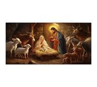 Csafyrt Couverture de Porte de Garage Noël 16x7 Pieds Décorations Porte Noël la Nativité Festive avec œillets décoratifs lavables pou