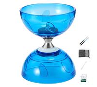 Csafyrt Diabolo Chinois yoyo Set Portable Bleu Grand Triple roulement Diabolo yoyo avec Jeu de bâton de Jeu et Jouet d'entraînement exécutif du Sac Filet