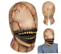 Csafyrt Halloween Mask Smile Killer Creepy Zombie Mask Headgear Full Head Scary Evil No Face Devil Latex pour Halloween Masquerade Party Cosplay
