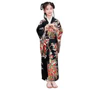 Csafyrt Kimono pour Les Filles pour Filles Imprimer de la Soie Geisha Costume avec arrière Arc élégant Doux Yukata Japonais Kimono pour Cosplay, Halloween, Habiller, Taille 140