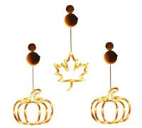 Csafyrt Lumières d'automne suspendues pour Halloween 3 pièces citrouille feuille d'érable avec ventouse LED fonctionne à piles