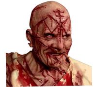 Csafyrt Masque effrayant Masque de latex de tête chauve réaliste avec des cicatrices sanglantes 8.3x11x14.6 Horreur d'Halloween Old Man avec des trous ventilation pour une farce fête cosplay d'Hallo