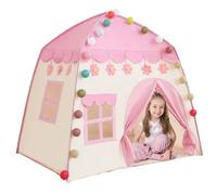 Csafyrt Princess Tent 51x39x51 Pouces en Tissu Oxford Play Tente avec Rideau de Porte et fenêtre Ventilent pour la Peau de Jeu pour la Peau pour 3-4 Enfants avec Une lumière à Billes