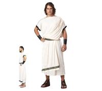 Csafyrt Toga Costume Men Ancient Roman Greek Halloween Costume Soft Skin-Friendly Retro Roman Soldier with Belt Wristbands, Greek for Party Cosplay (M)