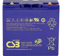 CSB Battery EVH 12240 EVH12240 Batterie au plomb 12 V 24 Ah plomb (AGM) (l x H x P) 181 x 170 x 76 mm raccord à vis M5 résistant