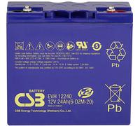CSB Battery EVH 12240 EVH12240 Batterie au plomb 12 V 24 Ah plomb (AGM) (l x H x P) 181 x 170 x 76 mm raccord à vis M5 résistant aux cycles de charge, sans