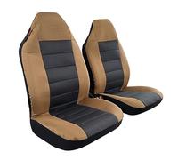CSCOMFY Housses de siège pour Jeep Wrangler 2/4 portes avant, JK/JL/TJ/YJ 1987-2024 - Accessoires d'intérieur de voiture en toile résistante à l'eau - Compatible avec airbag (marron)