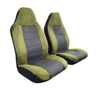 CSCOMFY Housses de siège pour Jeep Wrangler 2/4 portes avant, JK/JL/TJ/YJ 1987-2024 - Accessoires d'intérieur de voiture en toile résistante à l'eau - Compatible avec airbag (vert kaki)