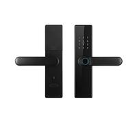 CSDASW Sécurité biométrique Empreinte Digitale poignée de Porte Intelligente Tuya électronique Intelligente Carte clé Serrure de Porte en Bois for la Maison(22-240(5085),Zwart)