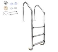 CSEDF-CRYP Échelle de Piscine Hors-Sol, 4 Marches Antidérapantes, Charge Maximale 150 Kg, Acier Inoxydable 304, Piscine Extérieure/Intérieure (Niveau 3) Argent
