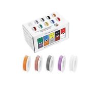 CSFFA Fil de silicone souple résistant à la chaleur, calibres 30 AWG, 28 AWG, 26 AWG, 24 22 20 AWG, 18 AWG et 16 AWG, fil de cuivre étamé multibrins, assortiment de 5 couleurs.(Colour 2,22 AWG 5x10m)