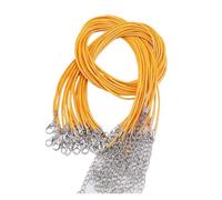 CSFFA Lot de 10 cordons en cuir de 1,5/2 mm de diamètre, avec fermoir, corde tressée réglable for la fabrication de bijoux, fournitures de bricolage for colliers et bracelets(Orange_45cm KC Gold 2.0mm