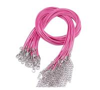 CSFFA Lot de 10 cordons en cuir de 1,5/2 mm de diamètre, avec fermoir, corde tressée réglable for la fabrication de bijoux, fournitures de bricolage for colliers et bracelets(Rose red_60cm Rhodium 1.5