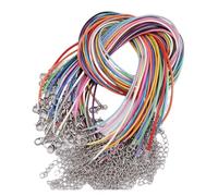 CSFFA Lot de 10 cordons en cuir de 1,5/2 mm de diamètre, avec fermoir, corde tressée réglable for la fabrication de bijoux, fournitures de bricolage for colliers et bracelets(Multicolor_45cm Bronze 1.