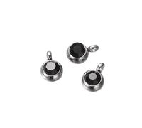 CSFFA Lot de 10 pendentifs en Acier Inoxydable avec Pierre de Naissance de 6 mm for Colliers, Boucles d'oreilles, Accessoires de Bricolage, Breloques en Strass for Femmes, Cadeau(Steel-Black_10pcs)