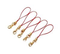CSFFA Lot de 20 à 100 Cordons Porte-clés dorés avec Fermoir Mousqueton, Cordons Lariat, for Fabrication de Bijoux(Red_50Pcs)
