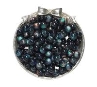 CSFFA Lot de 20 à 50 Perles Rondes en résine œil de Chat, Couleur foncée, for Bracelets, Breloques, Fabrication de Bijoux, DIY(Blue Green_8mm x 50pcs)