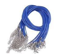 CSFFA Lot de 20 Cordons tressés réglables en Cuir de 1,5 mm avec Fermoir Mousqueton for la Fabrication de Bijoux, Colliers et pendentifs.(Blue_1.5mm)