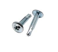 CSFFA Lot de 20 vis autotaraudeuses à tête ronde cruciforme M4.2 M4.8 avec rondelle et queue de foret for plaque en fer et aluminium, acier inoxydable 410(Carbon steel,4.8x13)