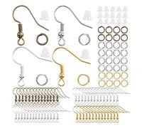 CSFFA Lot de 300 Boucles d'oreilles hypoallergéniques, Crochets, Anneaux Ouverts, fermoirs en Caoutchouc Transparent for la Fabrication de Bijoux et Accessoires.(Mixed Color)
